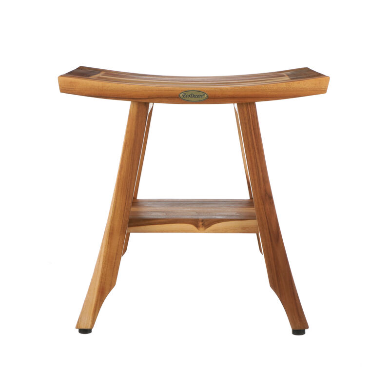 EcoDecors 18 Inch Satori Natural Teak Waterproof Teak Wood Shower Bench