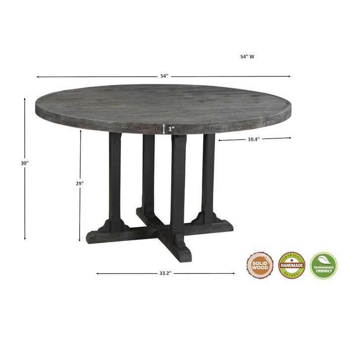 Taran Designs Reed 54 Round Solid Wood Dining Table