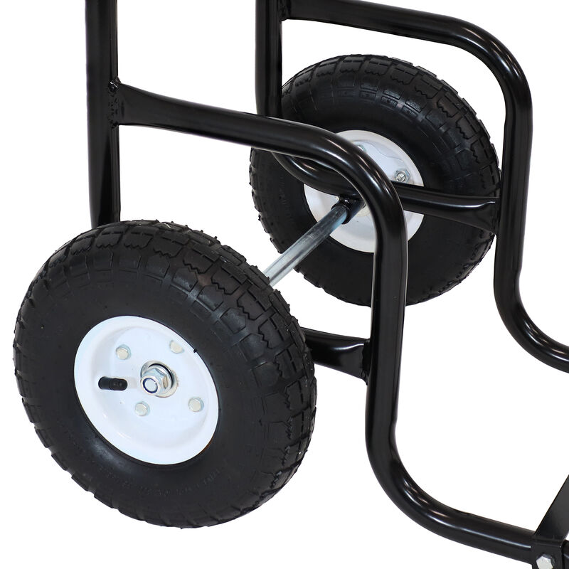 Sunnydaze Steel Log Cart Carrier and Storage Rack with Wheels and Cover