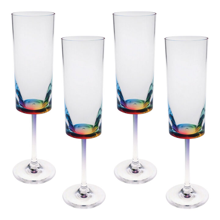 Set of 4 Geometric Acrylic Stemmed Flutes for Champagne, Cocktails, and Drinks