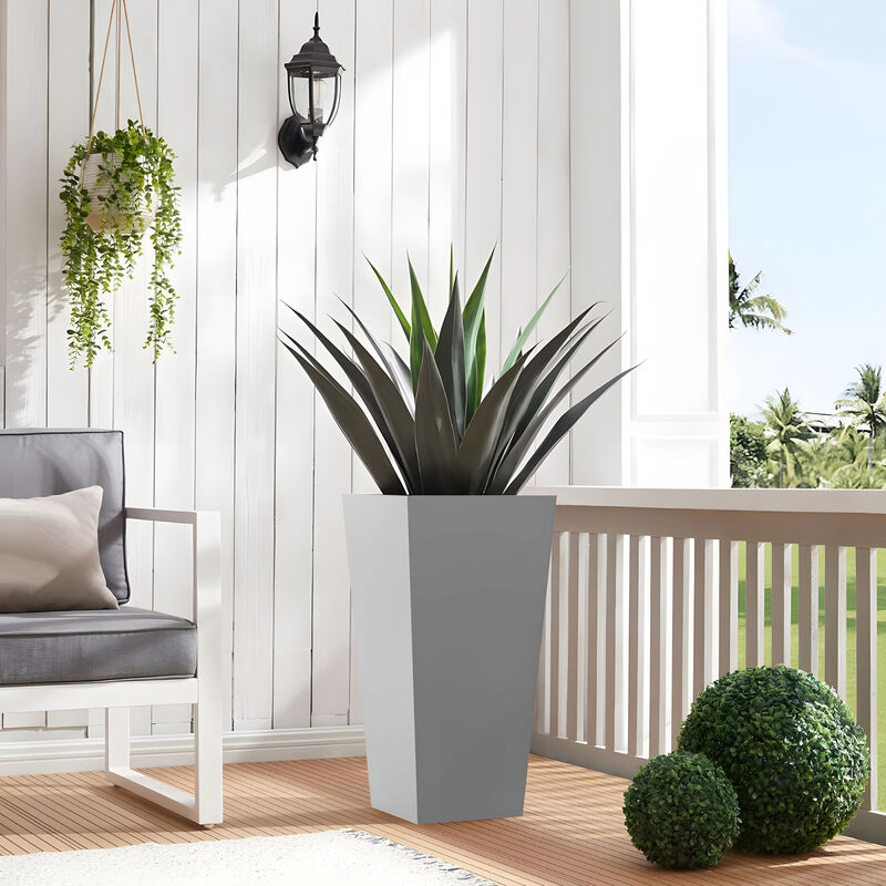 Metal Tapered Planter Garden Plant Pot with Drainage Hole and Rubber Plug