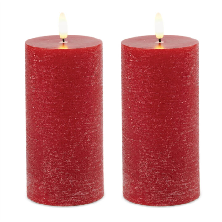 HomeRoots Set of Two Unscented Candle Flameless Pillar Candles