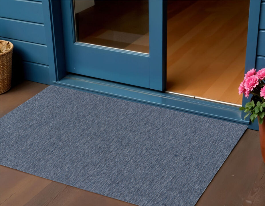 HomeRoots 3' X 5' Navy Blue And Ivory Geometric Indoor Outdoor Area Rug