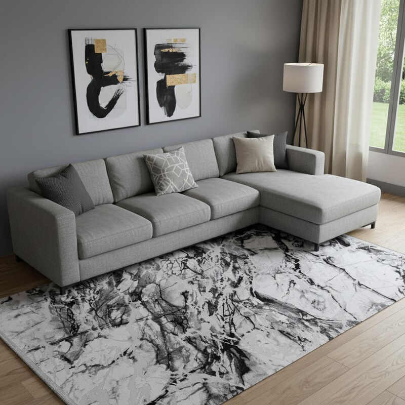 HomeRoots Abstract Area Rug With Fringe image number 1