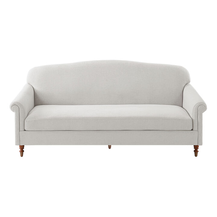 Merax Elegant Rolled Arm 2-Seater Chenille Loveseat with Turned Rubberwood Legs