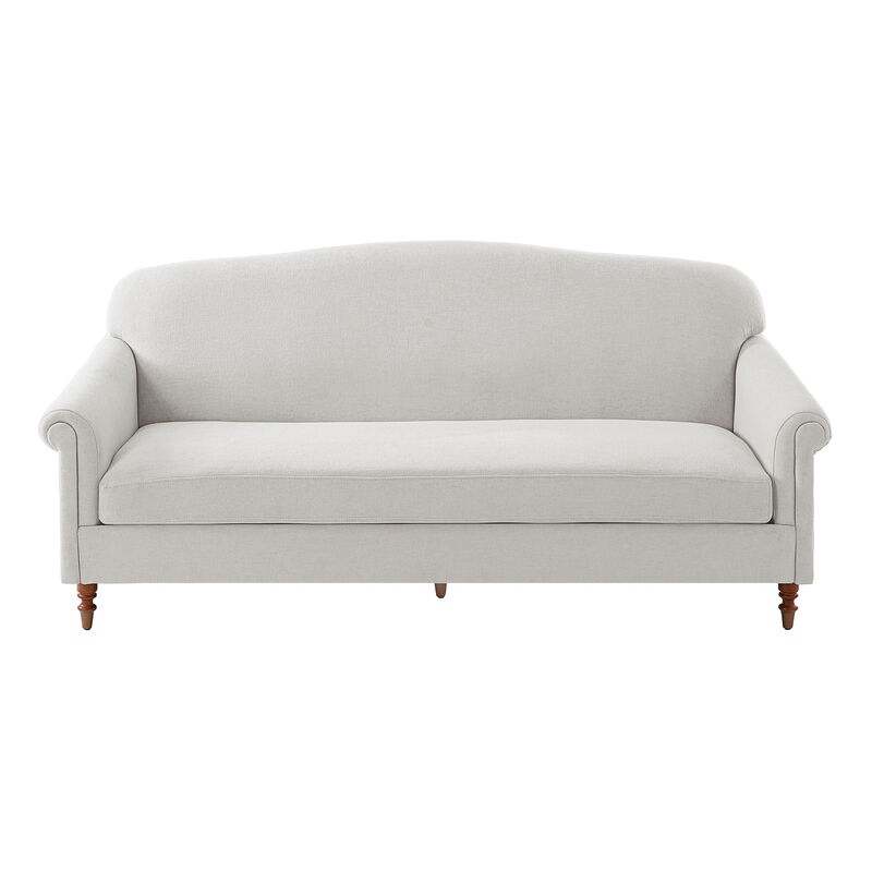 Merax Elegant Rolled Arm 2-Seater Chenille Loveseat with Turned Rubberwood Legs image number 0