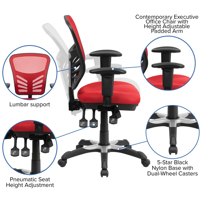 Nicholas Mid-Back Dark Gray Mesh Multifunction Executive Swivel Ergonomic Office Chair with Adjustable Arms image number 3
