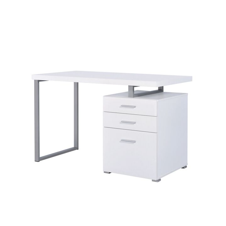 Superb white Office Desk with Reversible Set Up-Benzara