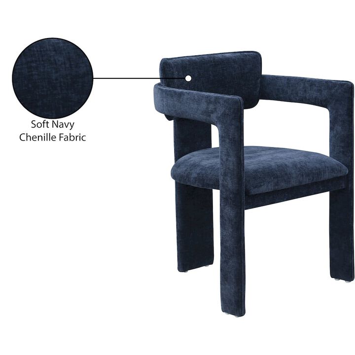 Meridian Furniture Brenda Navy Chenille Fabric Dining Chair, Set of 2