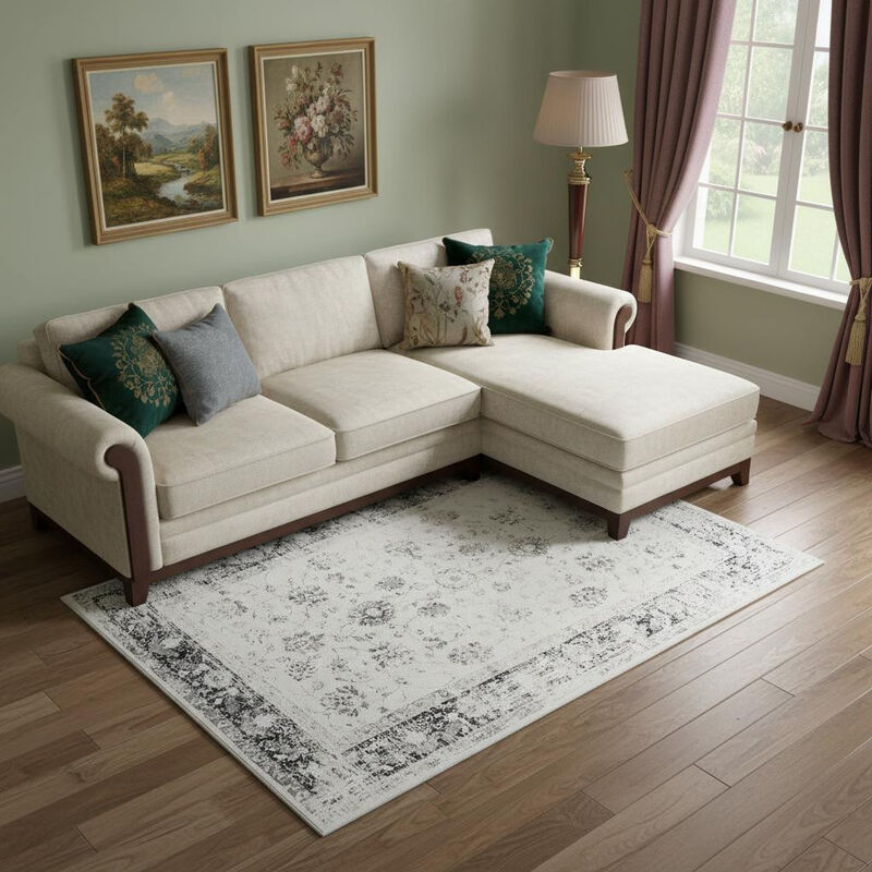 HomeRoots Floral Distressed Area Rug image number 1