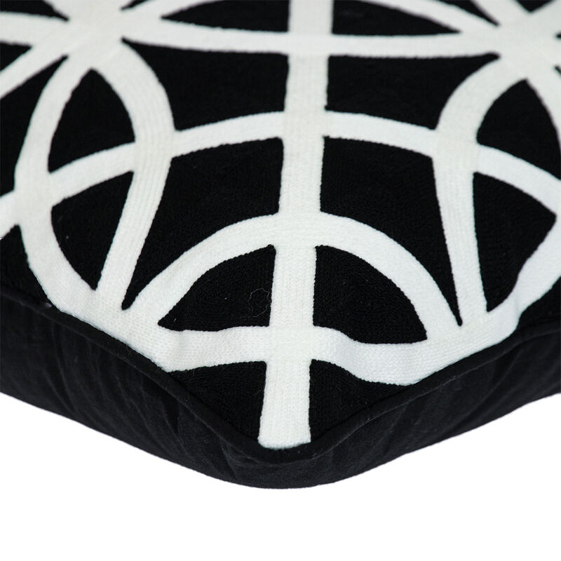HomeRoots 20" Black Geometric Cotton Throw Pillow image number 3