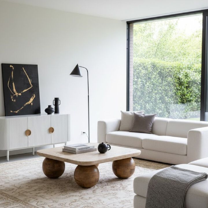 Travertine Beige Coffee Table | OROA Modern Seadrift