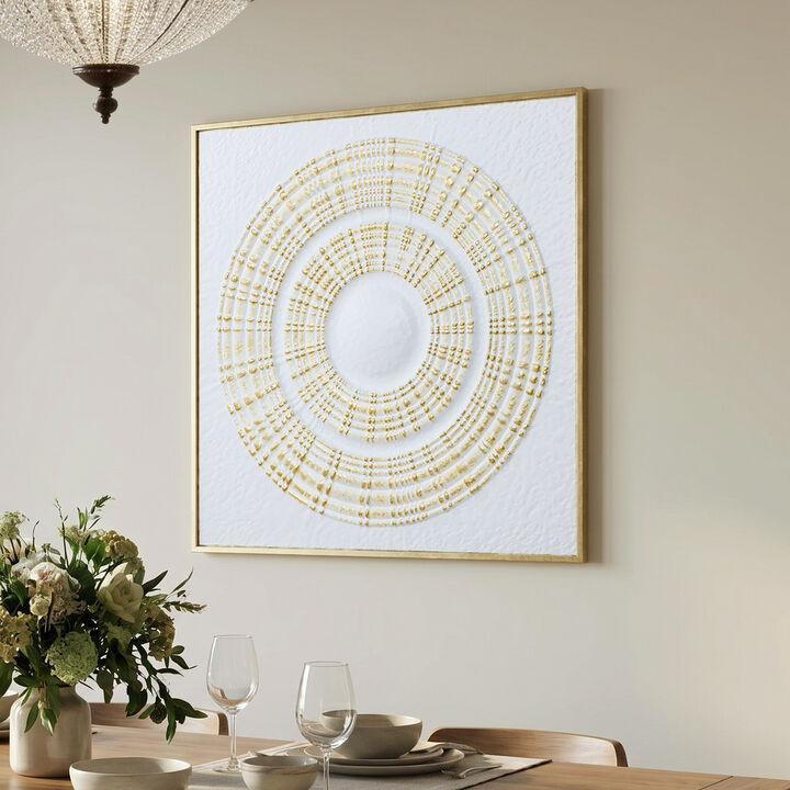 31.5" Modern Radiant Gold Metal Square Wall Art Decor