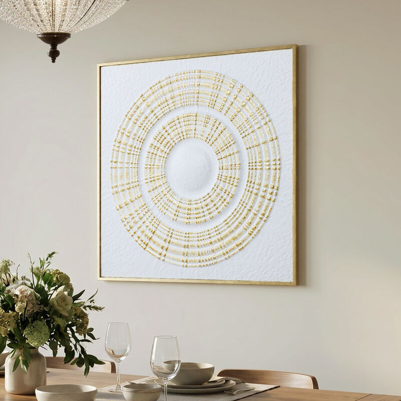 31.5" Modern Radiant Gold Metal Square Wall Art Decor image number 1