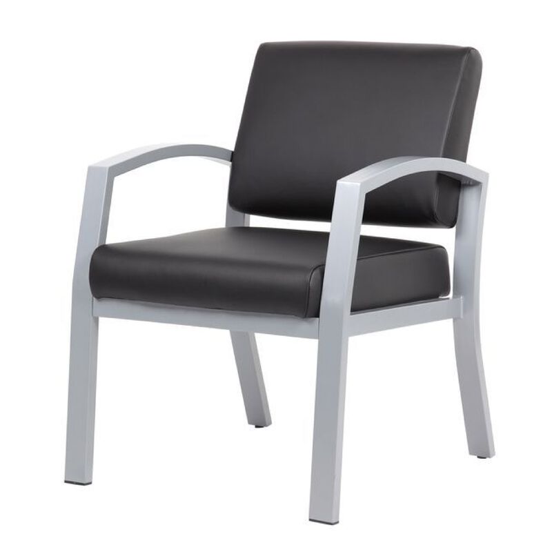 Reception Chair, Brushed Nickel Aluminum, Black Antimicrobial Vinyl image number 3