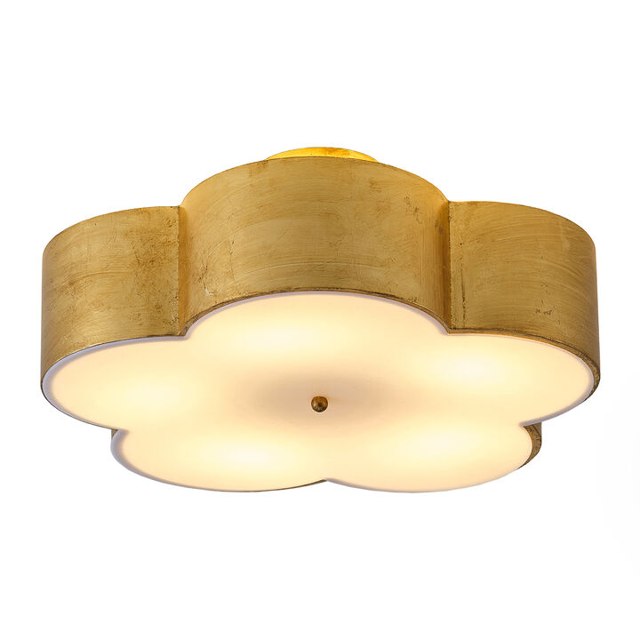 19.7" 5-Light Vintage Gold Flower Semi Flush Mount Ceiling Light