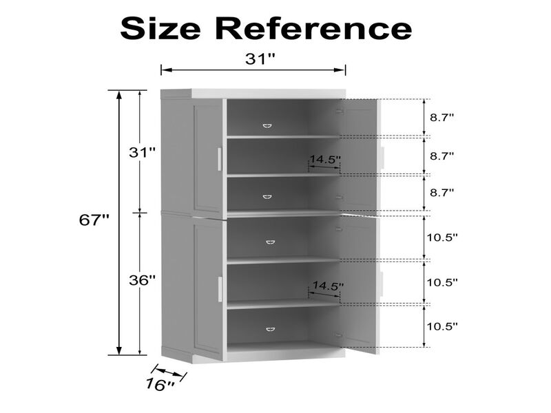 67&rsquo;&rsquo; Black Wood Grain 6-Story Decorative Storage Cabinet with Wicker Door image number 5
