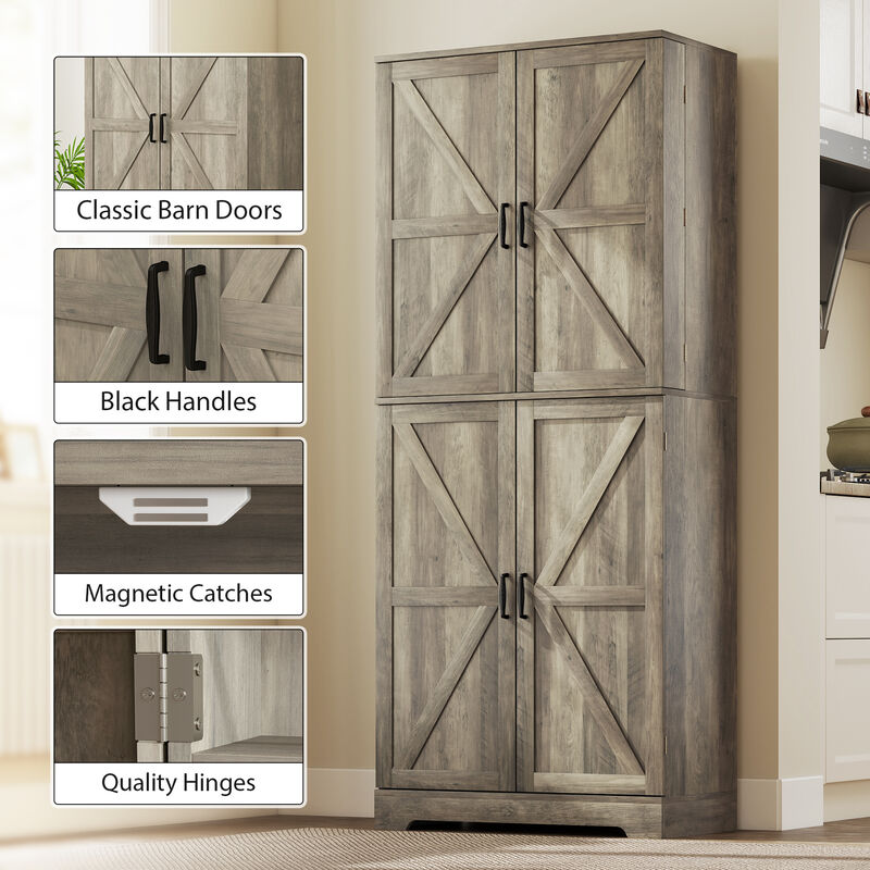 Hivvago Tall Pantry Cabinet with Adjustable and Door Shelves image number 6