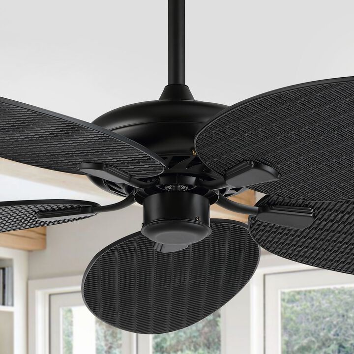 Raffles Bohemian Industrial Iron/Plastic Palm Blade Ceiling Fan