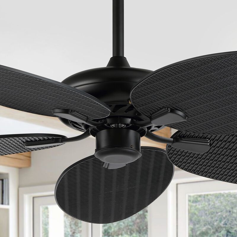 Raffles Bohemian Industrial Iron/Plastic Palm Blade Ceiling Fan