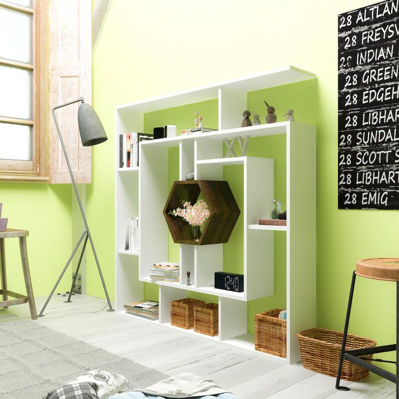 Decorotika Labrina Bookcase White&Walnut