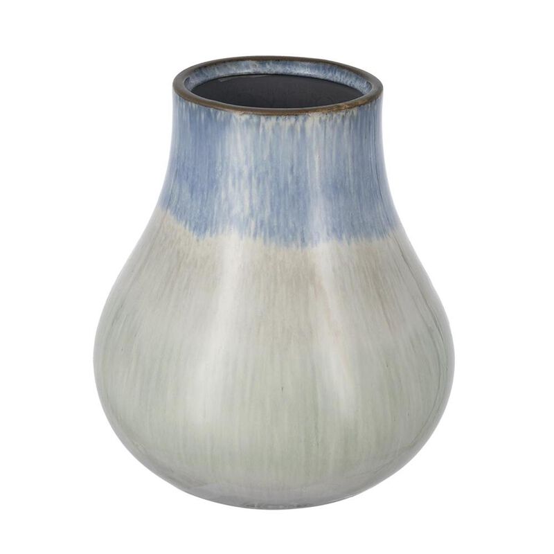 HomeRoots 10" Blue And Gray Ombre Ceramic Round Table Vase image number 0