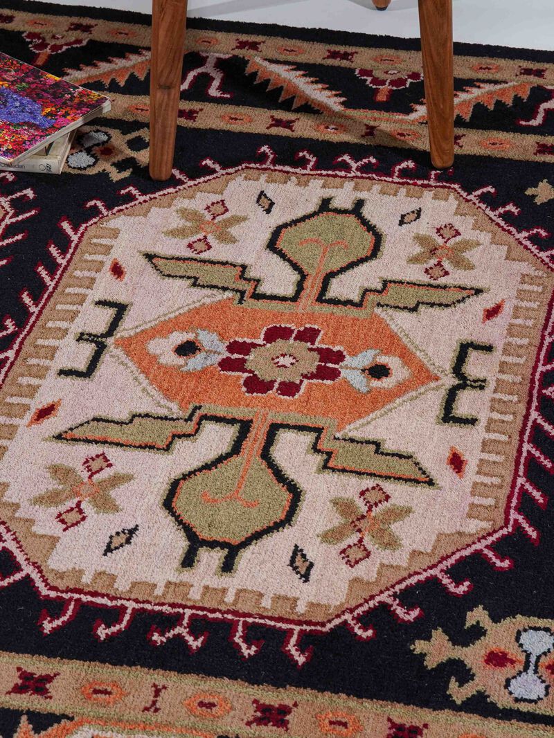RUGSOTIC CARPETS HAND KNOTTED WOOL & SILK ECO-FRIENDLY ORIENTAL AREA RUGS  - Rectangle Shape, Classic Oriental Traditional , Low Pile Handmade Area Rugs (AF0109) image number 3