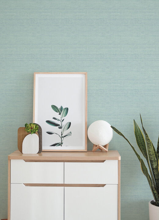 Agave Aqua Faux Grasscloth Wallpaper (Set of 2)