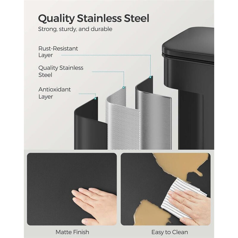 Kitchen Garbage Can with Lid &ndash; 10.5 Gallon Size for Everyday Use in Homes, Offices, or Dorm Rooms