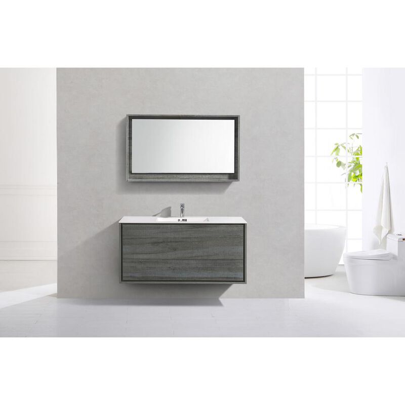 Kubebath DeLusso 48 Single Sink Ocean Gray Wall Mount Modern Bathroom Vanity