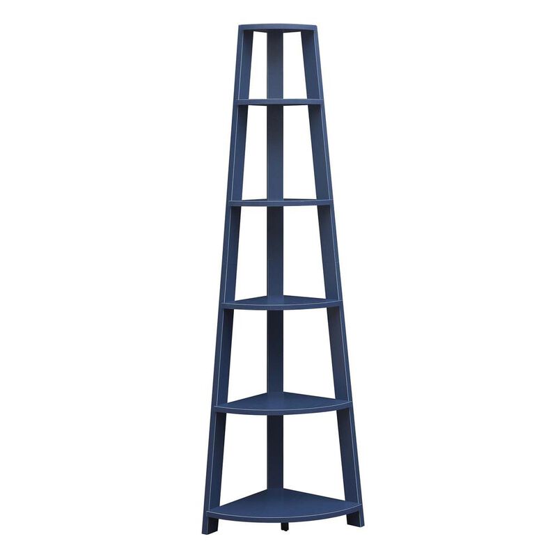 Convenience Concepts Newport 5 Tier Corner Bookshelf Cobalt Blue