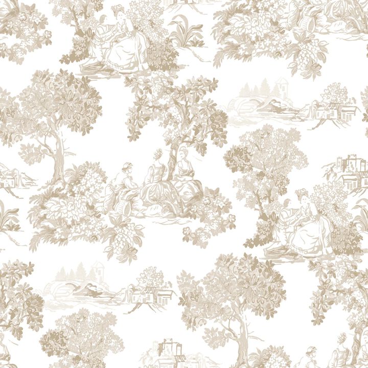Blooming Garden Toile Beige Wallpaper 8340