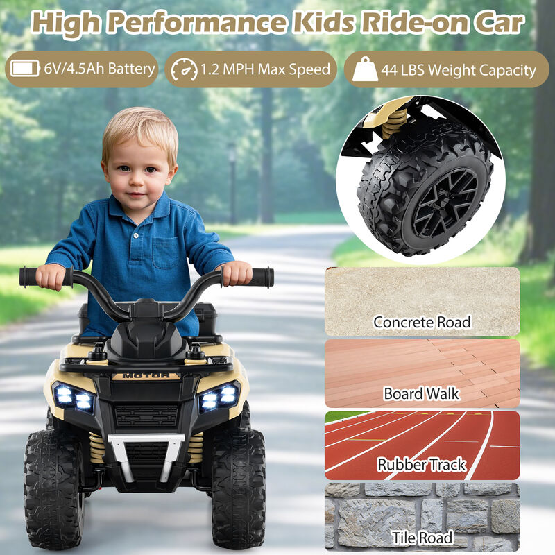 6V Electric Kids Ride-On ATV with Spray Feature, Storage Box and Music image number 5