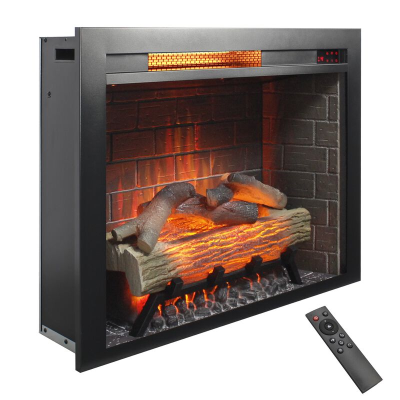 Mondawe 28 Inch Infrared Electric Fireplace Insert, Touch Panel Home Decor Heater, Smokeless Firebox With fixed Trim Kit