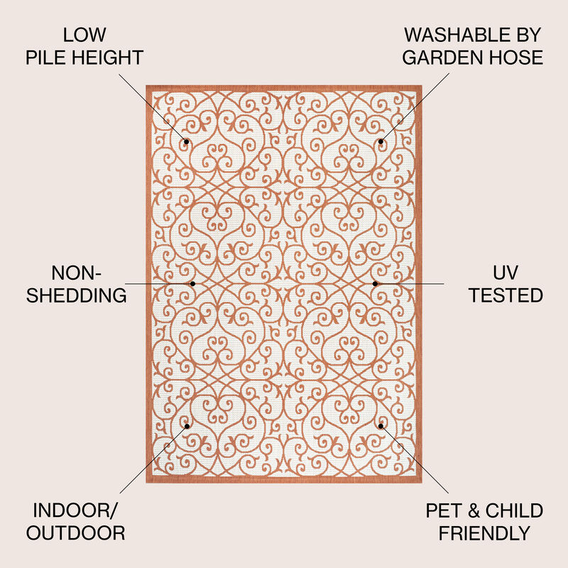 Madrid Vintage Filigree Textured Weave Indoor/Outdoor Area Rug