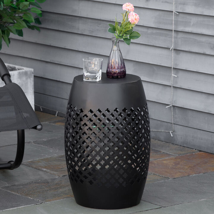 Hivvago Round Outdoor Side Table with Hollow Design