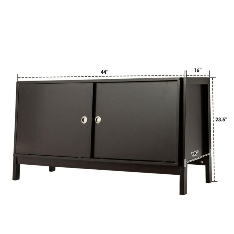 Hivvago TV Stand Modern Entertainment Cabinet with Sliding Doors-Dark Brown
