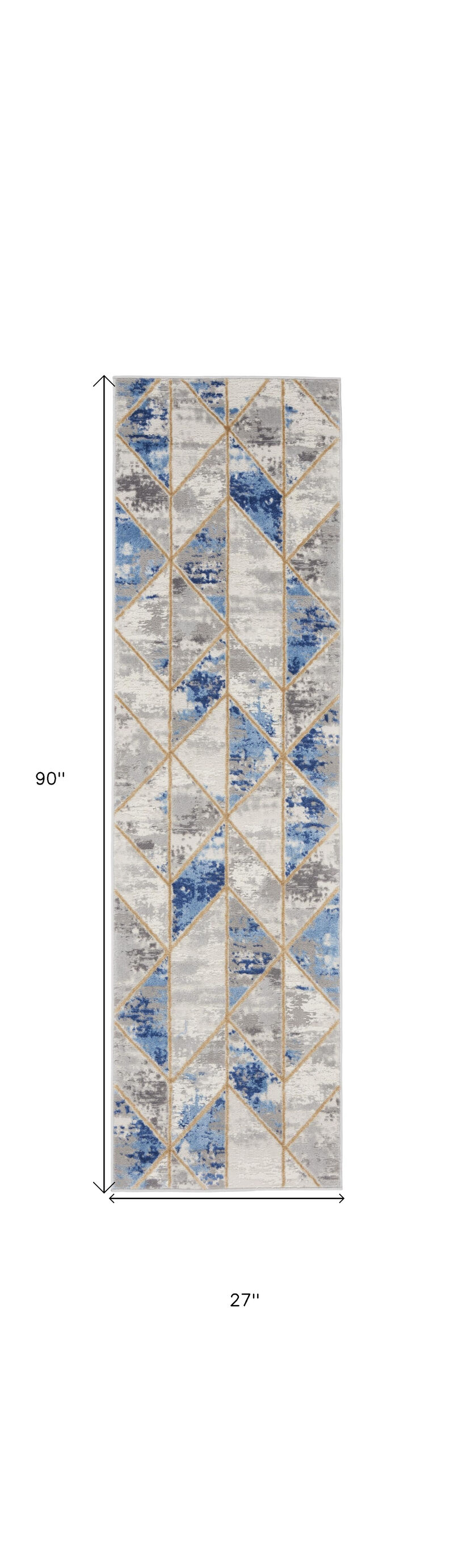 HomeRoots Geometric Non Skid Runner Rug image number 2