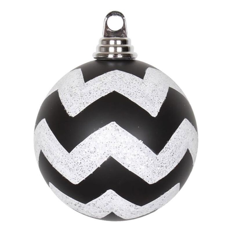 Vickerman 4.75" Chevron Ball Christmas Ornaments in Matte Black/White (Set of 3) image number 0