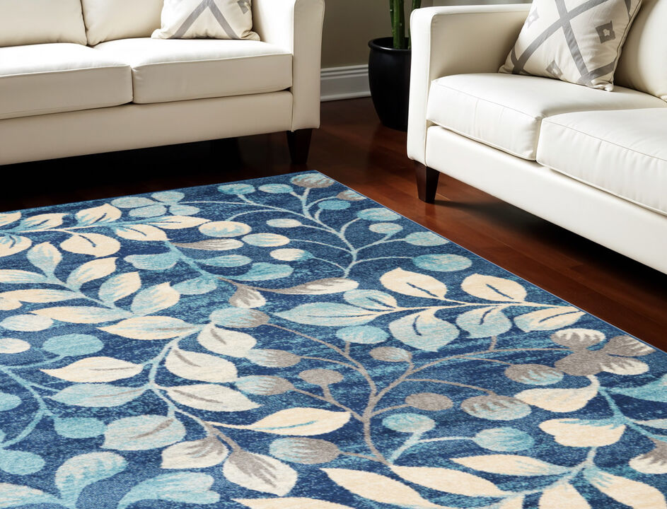 HomeRoots Botanical Leaves Area Rug