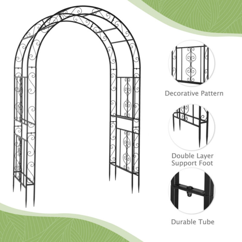 Iron Art Double Layer Arch, Arc Top Iron Arch for Garden, Patio, or Event Decor