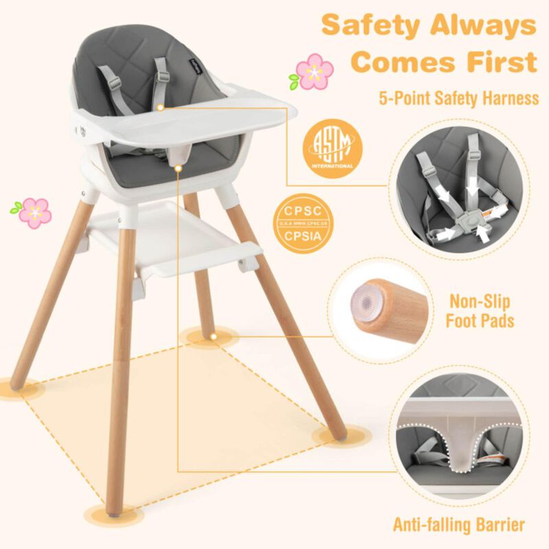 Hivvago 6-in-1 Baby High Chair with Removable Dishwasher and Safe Tray