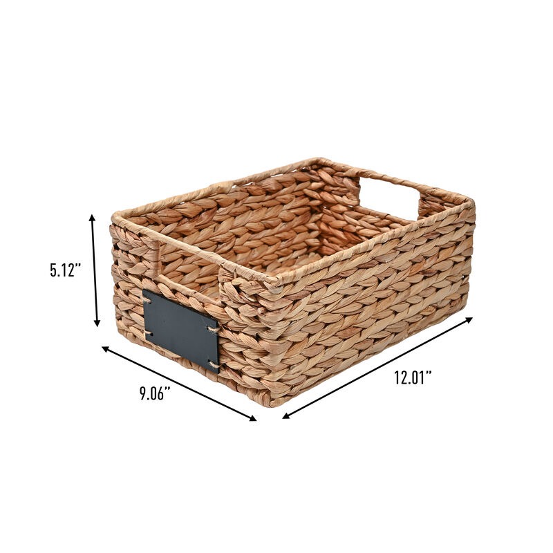 Lane Classic Farmhouse Handwoven Hyacinth Pantry Baskets with Chalkboard Labels and Handles