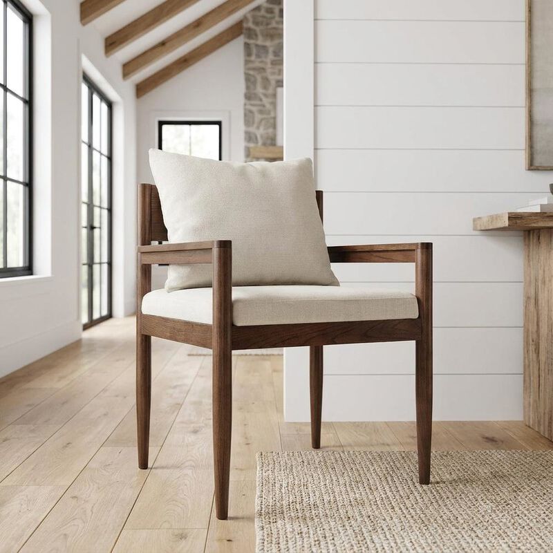 Wood Dining Armchair with Cushioned Seat for Kitchen or Dining Room, Charcoal image number 4