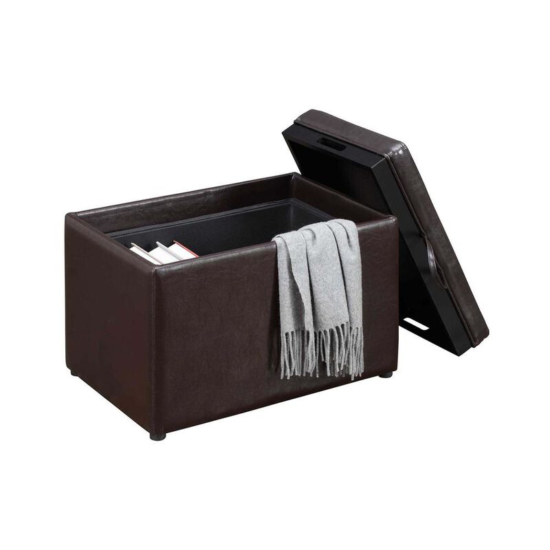 Convience Concept, Inc. Designs4Comfort Accent Storage Ottoman with Reversible Tray Espresso Faux Leather