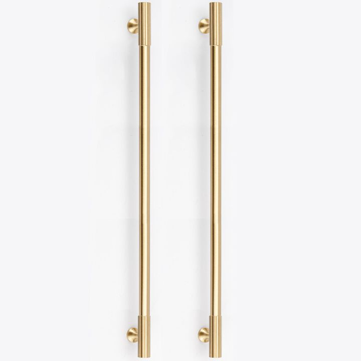 RZDEAL 2pcs Solid Brass Gold Cabinet Pulls, 12-3/5Inch Hole Centers for Kitchen Cupboard Handles Modern Drawer Dresser Pulls Bat