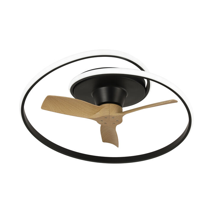 30.7" Modern Black Dimmable Reversible Caged Ceiling Fan with Light Strip and Remote