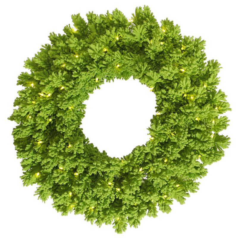 Vickerman 36" Flocked Lime Fir Artificial Christmas Wreath, Lime Dura-Lit LED Lights. - Faux Fir Christmas Wreath - Indoor Seasonal Home Decor image number 0