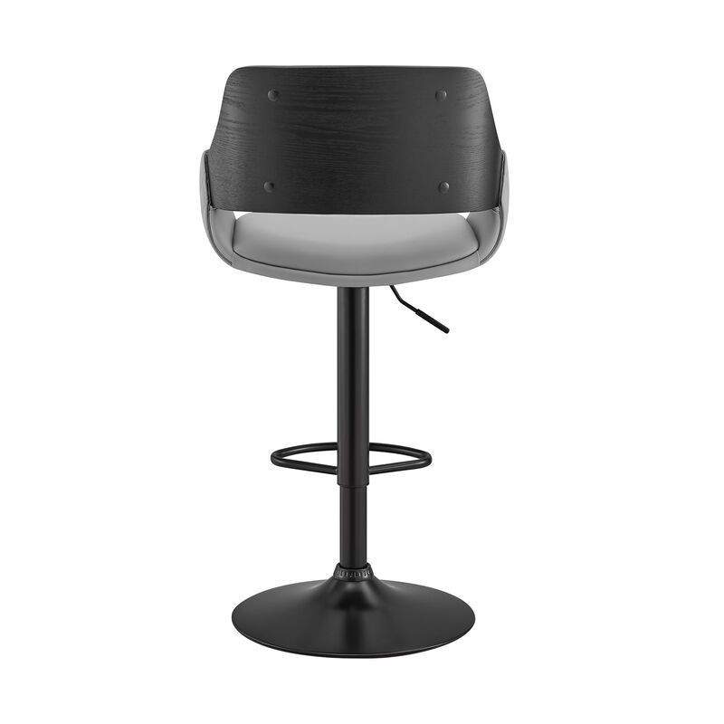 Colby Adjustable Gray Faux Leather and Black Finish Stool