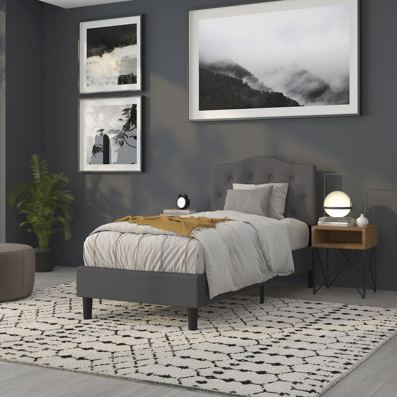 Flash Furniture Tufted Upholstered Twin Size Headboard in Dark Gray Fabric image number 9